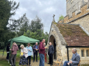 Breakfast outside the church